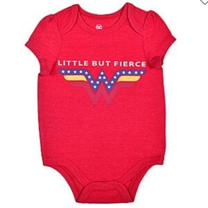 Okie Dokie Baby Red "Little but fierce" wonder woman bodysuit 3 mo NWT